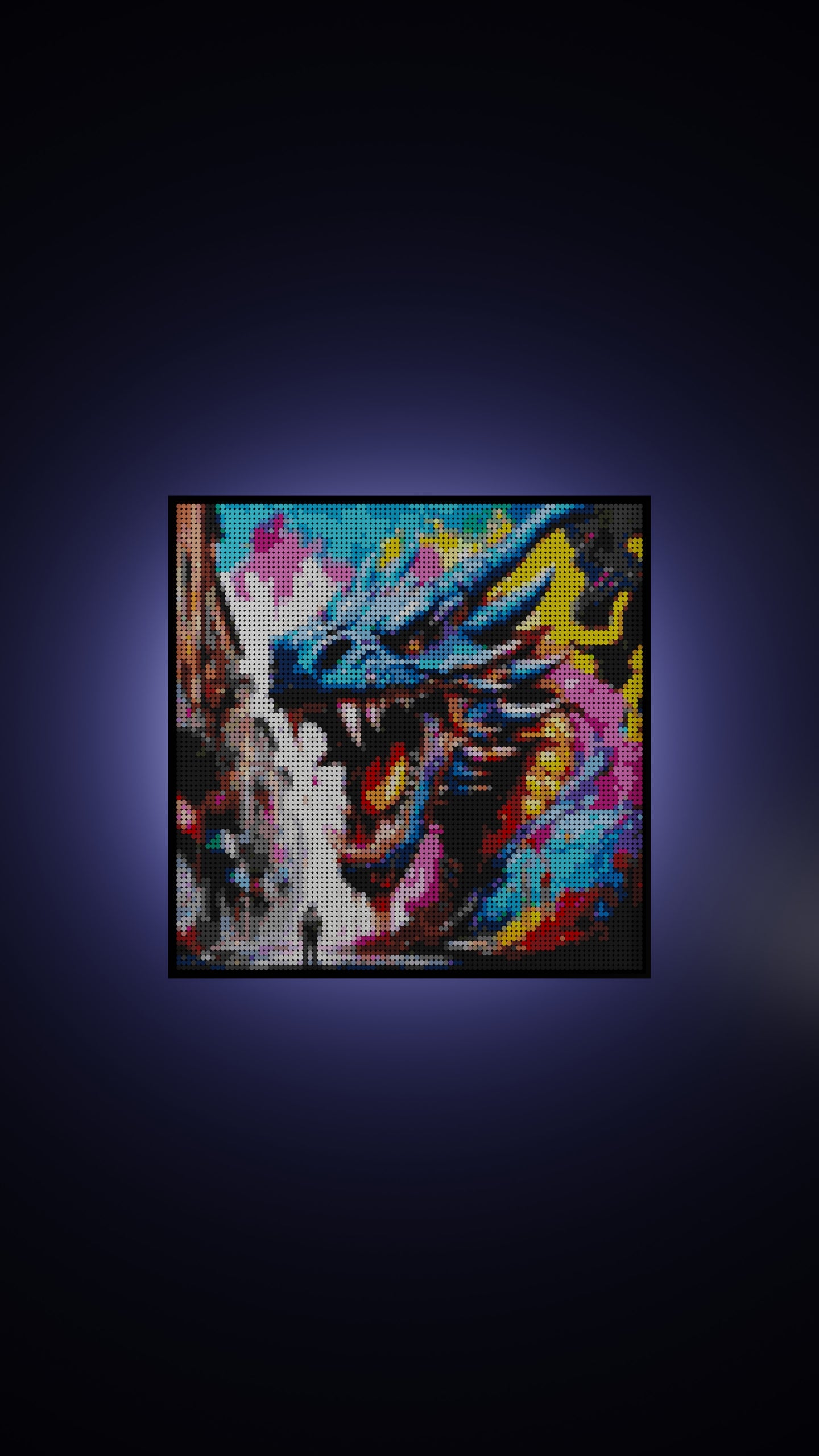 Galactic Seraph LEGO® Style mosaic wall art made from colorful plastic bricks